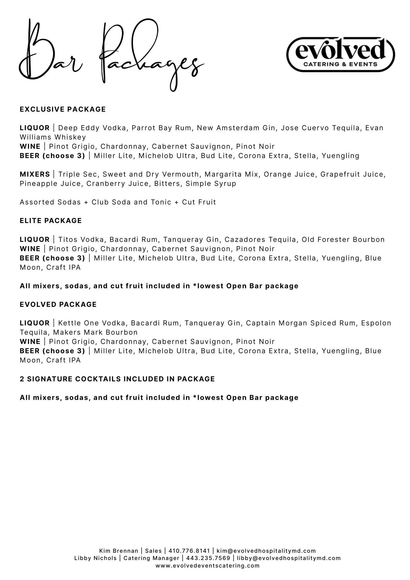 Bar Packages