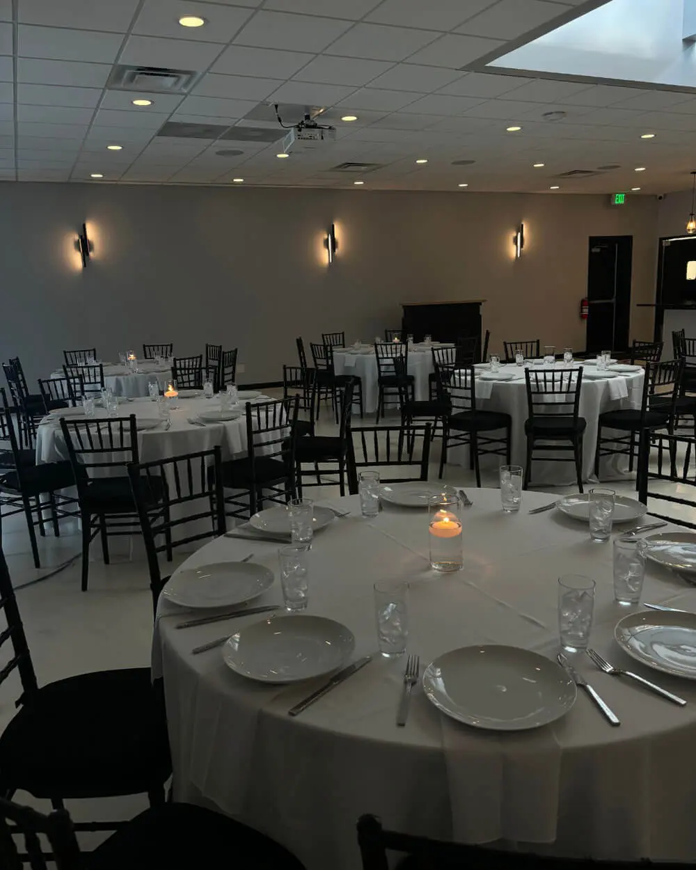 Wedding reception venue setup