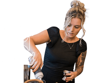 Catering server pouring drinks