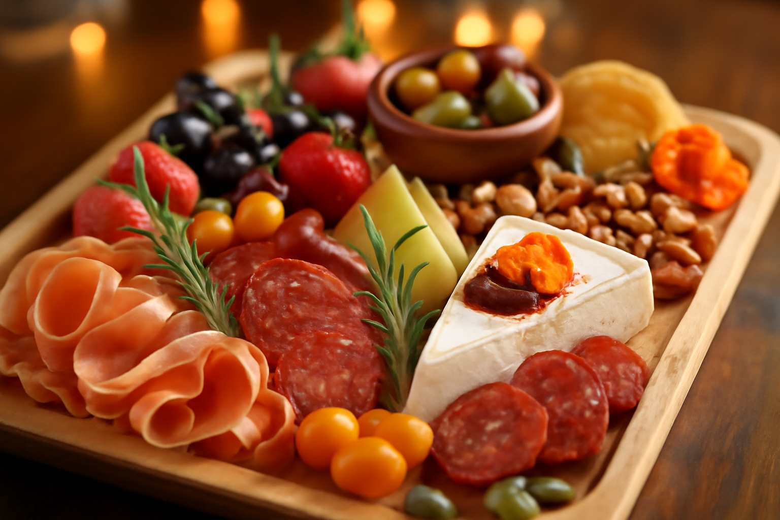 Charcuterie and antipasto spread with cured meats and cheeses by Evolved Catering Baltimore