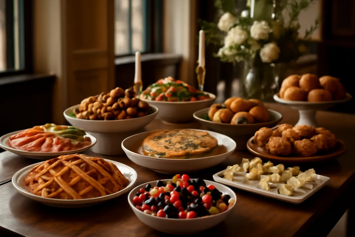 Continental breakfast spread with pastries, fruit, and prepared dishes at a Baltimore corporate meeting
